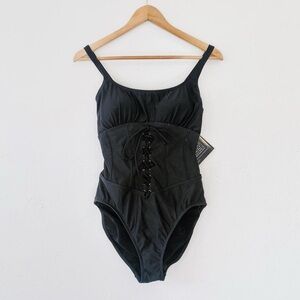 NWT black corset lace-up swimsuit 🕷